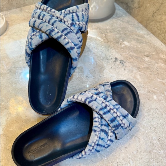 Isabel Marant Holden Blue Tie-Dye Slides/Sandals - Picture 1 of 15